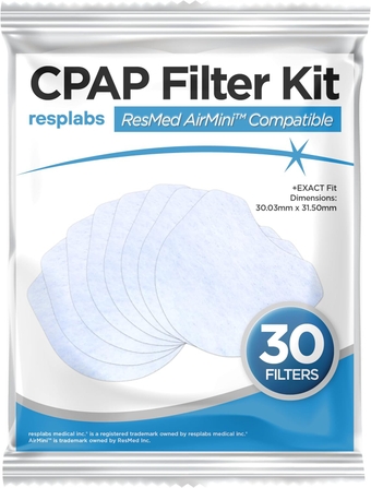 resplabs CPAP Filters - Compatible with The ResMed AirMini Travel Machine - 30 Filter Pack