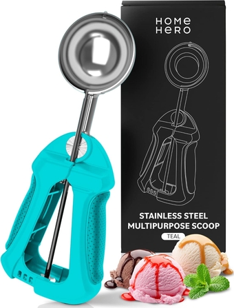 Ice Cream Scoop Teal - Ice Cream Scooper, Cookie Scoops For Baking, Ice Cream Scoop with Trigger Release, Cookie Dough Scoop, Scooper for Cooking, Ice Cream Scoops Stainless Steel -1.5oz
