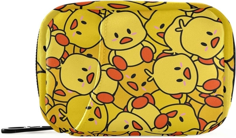 Portable Pill Case Travel Pill Organizer Cute Cartoon Yellow Duck Zipper Pill Box to Hold Vitamins Large Capacity Medicine Bag