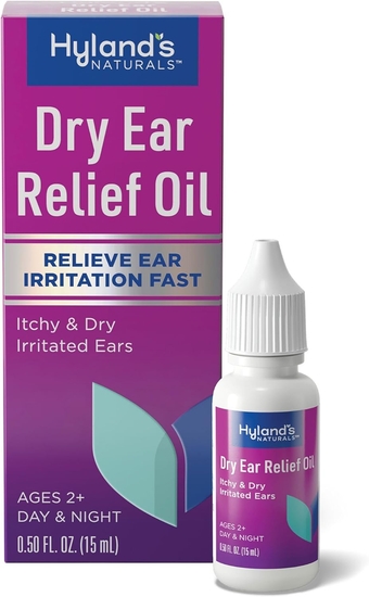 Naturals Dry Ear Relief Oil, Relieve Ear Irritation Fast, for Itchy & Dry Irritated Ears, Ages 2+, Day & Night Drops, 0.5 Ounce