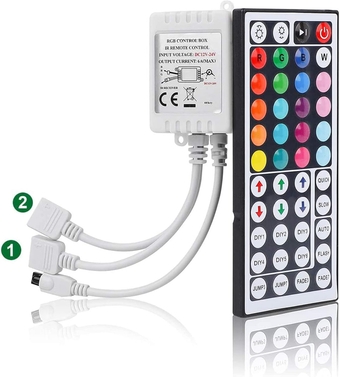 RGB Light Strip Remote Controller, 2-in-1 4 Pin Dimming Dimmer Brightness Flash Mode Control Options for LED Tape Light,12V DC LEDs Rope Lighting (2 Ports)