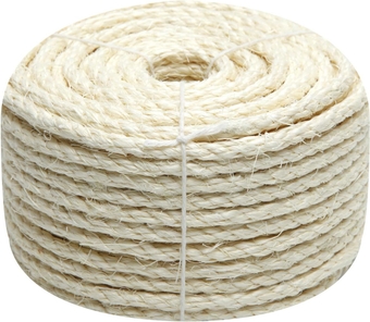 Natural Sisal Rope 8mm 98-Feet for Cat Scratching Post Tree Tower Replacement Repair and Replace, DIY Hemp Twine Rope for Cat Scratching Furniture Window Perch and Crafts Gardening Home Decorating