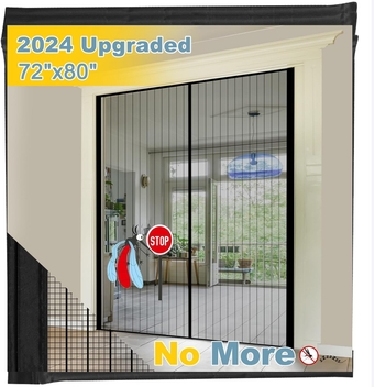Door Screen Magnetic Closure, Mosquito Screen Door Mesh, Keep Bugs Out, Let Cool Breeze in - Self Sealing Magnets, Heavy Duty Retractable Mesh, Works with Pet, Sliding Door, Front Door - 70 x 78 Inch