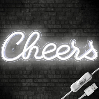 Cheers Neon Sign for Wall Decor, LED Neon Bar Light Sign, USB Powered Wall Neon Light up Sign for Party Wall Décor Party Light Accessories Home Room Decor