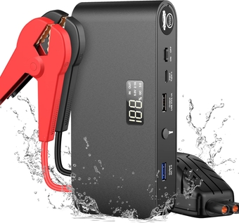 1600A Battery Jump Starter 16000mAh Pack 12V with Jumper Cables, Portable USB QC 3.0 for Car