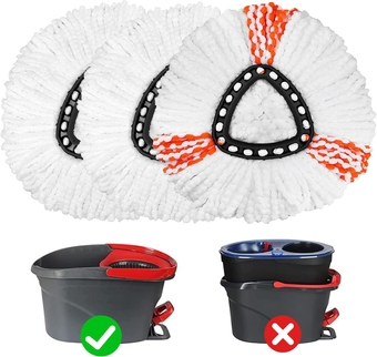 3 Pack Mixed Color Mop Replacement Heads for O-Ceda EasyWrin Spin Mop, Microfiber Spin Mop Refills, Easy Cleaning Mop Head Replacement