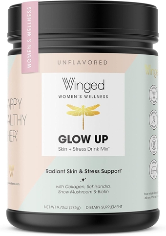 Glow Up Collagen Powder | Better Hair, Skin, Nails for Women | Grass Fed Collagen Peptides w/Adaptogen Schisandra, Snow Mushroom, Vitamin C & Biotin | Unflavored (25 Servings), Non GMO
