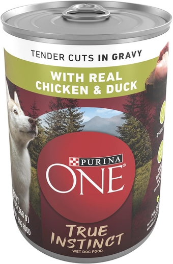 High Protein Wet Dog Food True Instinct Tender Cuts in Dog Food Gravy With Real Chicken and Duck - (Pack of 12) 13 oz. Cans