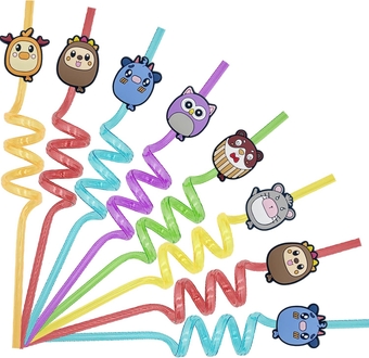 24pcs Balloon-Mon Party Favors Reusable Drinking Straws, and Fun Party Decorations for Kids and Adults For all parties