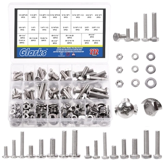 272Pcs Phillips Pan Head Screws & Outer Hexagon Screws with Hex Nuts and Flat Washers Lock Washers Assortment Kit, 304 Stainless Steel Hardware Machine Screws Assortment Set with Storage Case