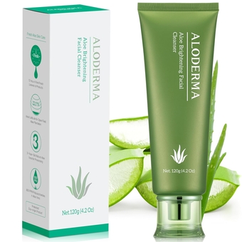 Skin Brightening Face Cleanser Made with 77% Organic Aloe Vera - Natural Brightening Daily Face Wash with Licorice for Radiant Skin - Gentle, Nourshing Formulf for Everyday Use, 4.2oz