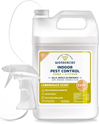 - Indoor Pest Control Spray for Home and Kitchen - Ant, Roach, Spider, Fly, Flea, Bug Killer and Insect Repellent - with Natural Essential Oils - Pet and Family Safe — Lemongrass 128 oz