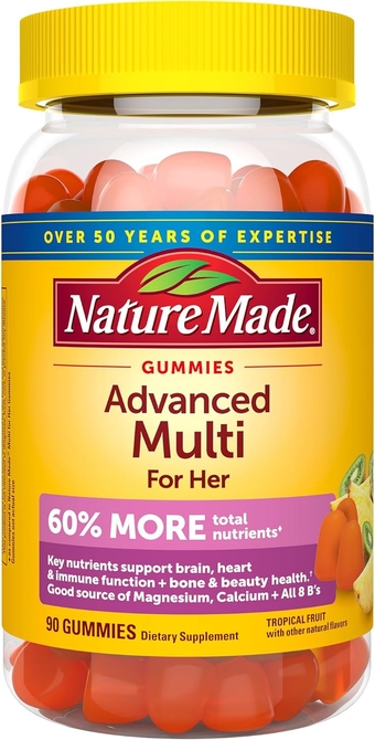 Advanced Multivitamin Gummies for Her with Magnesium Citrate, Calcium & All 8 B Vitamins, Multivitamin for Women, 90 Gummies, 30 Day Supply