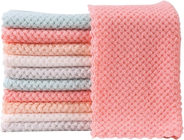 Kitchen Washcloths, Water Absorption Dish Rags, Multi Purpose Cleaning Towels, 10pcs Cleaning Towels, Soft Room Desk Wipes, Random Color Cleaning Rags, Home Cleaning Supplies for Kitchen Bathroom Floo
