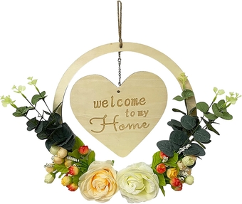 valentine door wreath Spring, Valentine's Day Swag Summer Welcome Sign Welcome Heart Shaped Wedding Red Window Ornaments Outside Bow Spring Decor Inside