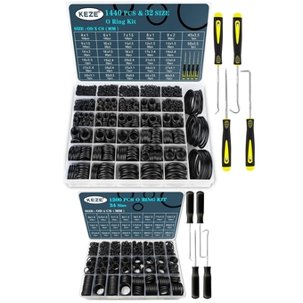 1440 Pcs 32 Size Rubber O Rings Kit and 1200 Pcs 24 Size Universal Rubber O-Ring Assortment Kit for O Rings Faucet Automotive Hydraulic Pipe Repair