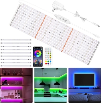 Under Cabinet Lights Kit, 16.4 FT LED Cabinet Lights,10*50cm Flexible LED Strip Lights with Remote and Power Adapter,Under Cabinet LED Lights for Kitchen , Shelf, Cupboards, Closets, Stairs and Bed