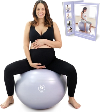 Birthing Ball - Pregnancy Yoga Labor & Exercise Ball & Book Set Trimester Targeting, Maternity Physio, Birth & Recovery Plan Included Anti Burst Eco Friendly