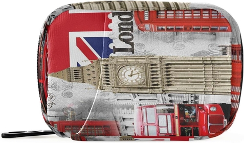 Weekly Pill Organizer British Flag London Vintage Pill Cases Bag Portable Pill Container 7 Days Pill Box Vitamin Supplement Holder with Zipper for Travel Business Camping