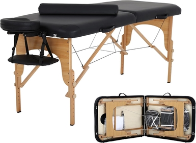 Widen Massage Tables Portable Lash Bed 73'' Long 24'' Wide Tattoo Table, Height Adjustable Portable Spa Bed, 2 Folding Chiropractic Table w/Carry Case/Face Cradle/Hand Pallet for Physical Therapist
