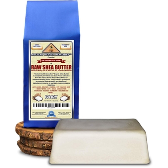 Ancient Health Remedies Organic Unrefined Raw AFRICAN IVORY WHITE SHEA BUTTER 1 LB (16 oz) BLOCK Bulk Grade A for Anti Aging, Base for DIY Body Butter, Beauty, Skin Moisturizer & Hand Cream(GHANA)
