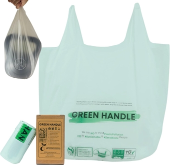 BPI certified 3 Gallon 1.00 Mil = 25 mic Compostable  Tie Kitchen Compost Bin Liner Trash Bag | Food Waste Scrap | California SB 1383 ASTM D6400 Europe OK Home Seedling (25)