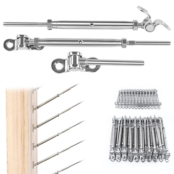 40Pairs Cable Railing Kit 1/8" Swage Toggle Turnbuckle Hardware T316 Stainless Steel for Wood Post WoodEasy System Angle 180° Adjustable Stairs Deck 40 Cable Lines CK07 NN1,CA4 CA5