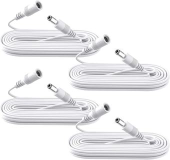 4 Pack 10ft/3M Power Extension Cable,4PCS DC 12V 5.5mm*2.1mm Power Adapter Extension Cord,Compatible with 12V DC Power Adapter or Wall Charger for CCTV Security Camera,LED Strip and More (White)