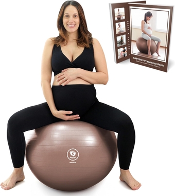 Birthing Ball - Pregnancy Yoga Labor & Exercise Ball & Book Set Trimester Targeting, Maternity Physio, Birth & Recovery Plan Included Anti Burst Eco Friendly