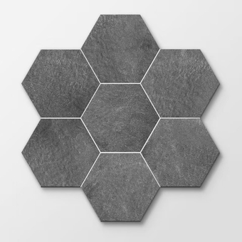 18PCS Large Hexagon Luxury Vinyl Flooring Planks, Stone Look Floor Tiles Peel and Stick, Waterproof Self Adhesive Easy DIY Cut Flooring for Bathroom Kitchen Living Room Home Decor, Bluish Grey