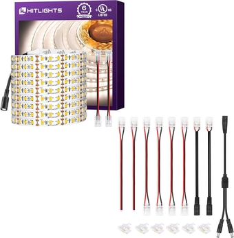 LED Strip Lights Kit - 24.6 FT 4000K Neutral White LED Tape Lights, 2Pin 10mm Single Color LED Strip Light Connector Kit