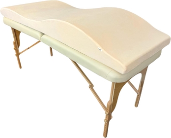 Curvy Massage Bed Topper | High Density Foam Lash Bed Cushion with Soft Touch Short Plush and Ergonomic Design | Excellent Topper for a Beauty Salon - Beige - 28 inch (71 cm)