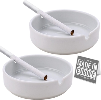 CRYSTALIA Ashtrays for Cigarettes, Round Ceramic Holder for Tabletop Patio Indoor Outdoor, Pretty Porcelain Cigar Ash Tray for Men Luxury, Fancy Gift for Smokers Home Office Desktop, Set of 2