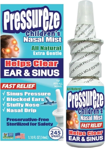 Preservative-Free Sterile Nasal Spray for Children - for Sinus and Ear Relief - Open Blocked Ear Canals - Kids Fast Congestion Relief Nasal Spray (245 Sprays, 34 ml)