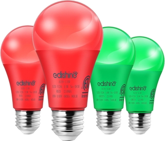 Red & Green LED Light Bulbs, 14W Red A19 Bulb Equivalent 100W Colored Light Bulb, E26 Base Green Light Bulb for Christmas Decoration, Holiday Lighting, Porch Patio, 4 Pack