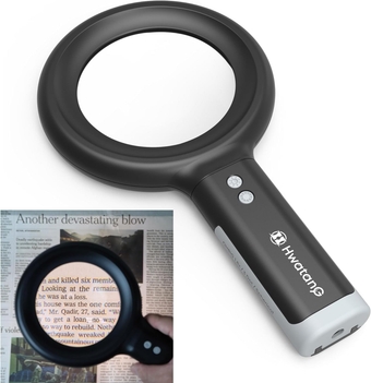 WATANG OBIG 3x/8D/100mm Dimming Toning LED Aspheric Magnifying Glass - Low Vision Aid for Macular Degeneration, Skin Inspection, Ra>90 Ring Light, AMD & 70+ Reading Magnifier (andheld)
