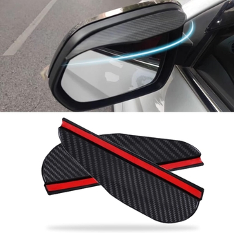 2Pcs Car Rear View Mirror Rain Visor Guard, Carbon Fiber Car Side Mirror Rain Eyebrow Guard, Auto Mirror Rain Visor Smoke Guard, Car Exterior Trim Accessories Universal for Cars Truck and SUV (Black)