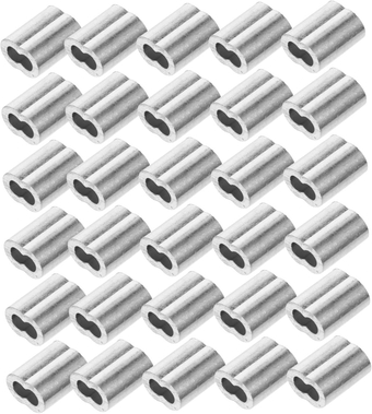 200pcs Aluminum Chuck Cable End Crimps Cable Clamp for Wire Rope Wire Rope Cable Clip Aluminum Ferrule Crimpers Sleeve for Wire 1/4 Steel Cable Fitting Aluminum Alloy Double Barrel
