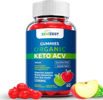 Organic Keto ACV Gummies for Advanced Weight Loss - Sugar & Gluten Free Apple Cider Vinegar Diet Supplement Women Men - Vitamin B12, Vegan & Non-GMO - Support Digestion Metabolism Hair Skin (1200mg)