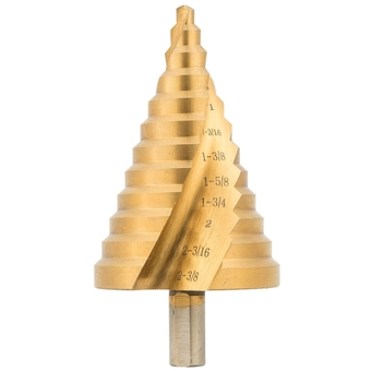 Large HSS Spiral Groove Step Drill Bit, 12 Sizes Titanium High Speed Steel 1/4" to 2-3/8" Drill Bit for Sheet Aluminium Metal Wood Hole Drilling, Big Multiple Hole Stepped Up Bit for DIY Lovers