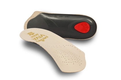 Viva Mini | 3/4 Leather Arch Support Inserts | Handmade in Germany | Plantar Fasciitis Relief | Heel Cushion | Metatarsal Support Pad | Low Profile Shoe Insoles | Tan | Women US 9/ Men 6/ EU 39