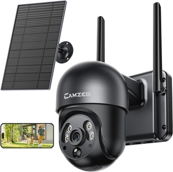 4G LTE Cellular Security Camera Wireless Outdoor - 2K No WiFi Security Camera - 24/7 Record Color Night Vision PIR Motion Detect 2-Way Talk Included SIM Card（AT&T Verizon T-Mobile Sprint） IP66