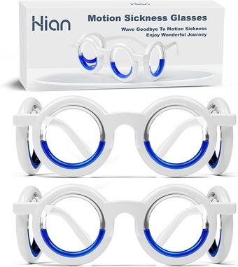 Motion Sickness Glasses, Car Sickness Glasses,Relieve Carsickness Airsickness Seasickness Glasses,Anti Nausea Vertigo Glasses, No Lens Liquid Glasses for Adults or Kids(2Pair Without Bags)
