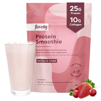 Protein Powder Smoothie, Berries & Cream - 100% Grass-Fed Whey Protein Smoothie with Collagen (25g of Protein) - Gluten Free & No Added Sugars (38.45 oz)