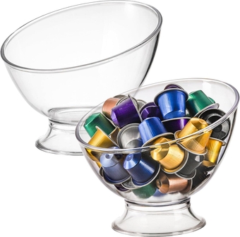 2 Pack Coffee Pod Holder, Plastic K Cup Holder Coffee Capsule Storage Organizer, Round Serving Bowl Candy Dish Fruit Bowl