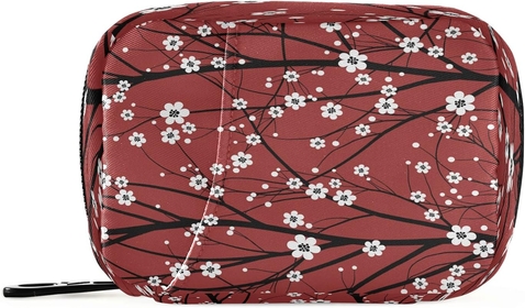 Cherry Blossom Tree Pill Case Bag Travel Pills Organizer Box Weekly Portable Zipper Medicine Bags Purse Pouch Storage Vitamin Holder Container