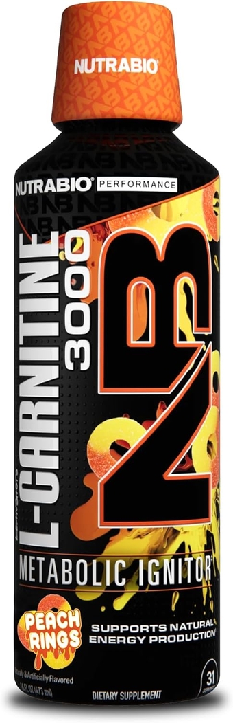 – L-Carnitine Liquid Shots – 3000mg, (Peach Rings) – 10mg of Vitamin B-5 – Zero Carbs & Sugars – Energy Production – Muscle Recovery