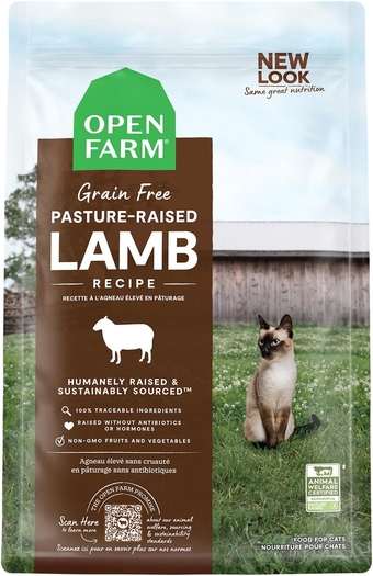 Pasture-Raised Lamb Grain-Free Dry Cat Food, Humanely Raised Lamb Recipe with Non-GMO Superfoods and No Artificial Flavors or Preservatives, 8 lbs
