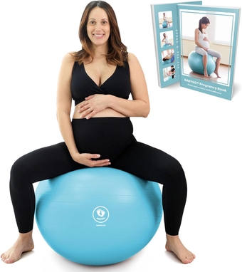 Birthing Ball - Pregnancy Yoga Labor & Exercise Ball & Book Set Trimester Targeting, Maternity Physio, Birth & Recovery Plan Included Anti Burst Eco Friendly