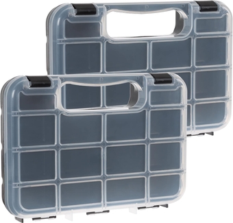 Small Parts Organizer Set – 2-Pack Plastic Storage Box with 14 Small Compartments for Hardware, Beads, Jewelry, Tackle, anDecore by  (Black)